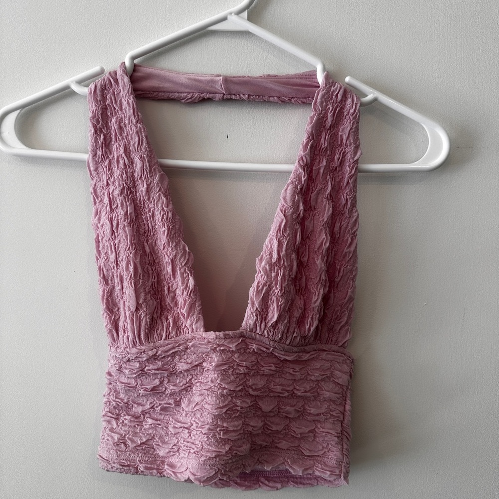 Textured Pink Halter Top